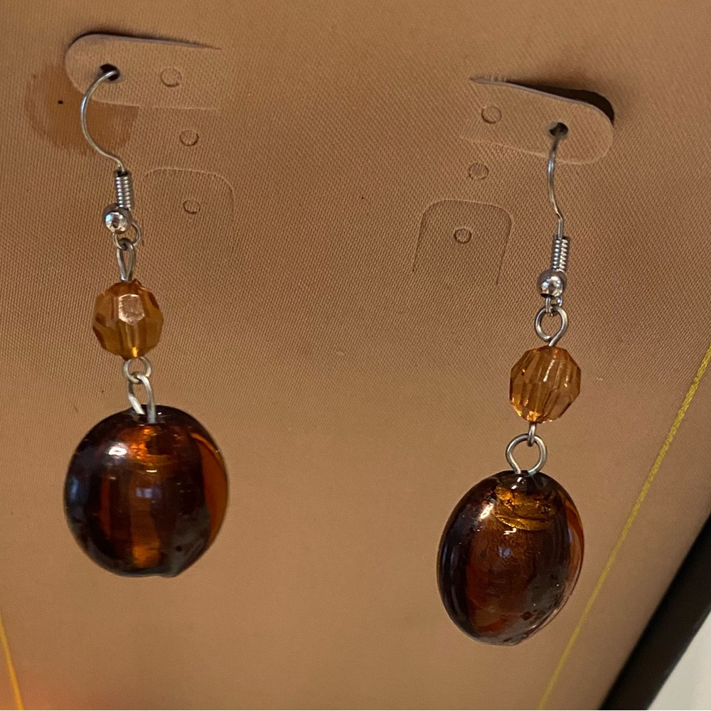 Amber Drop Earrings - Picture 2 of 6